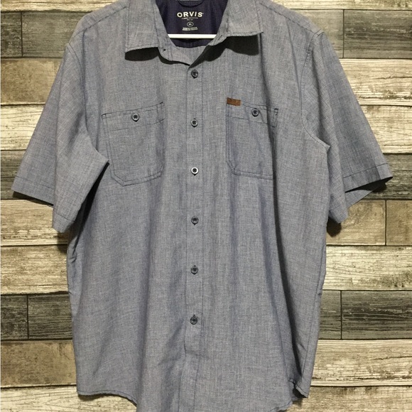 Orvis Classic Collection Shirt Men’s XL Blue Short Sleeve Lightweight Hiking - Picture 4 of 10